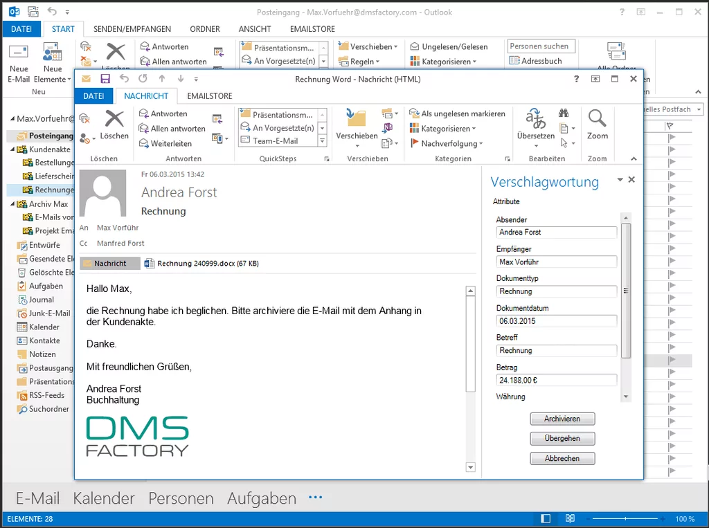 EmailStore Verschlagwortung