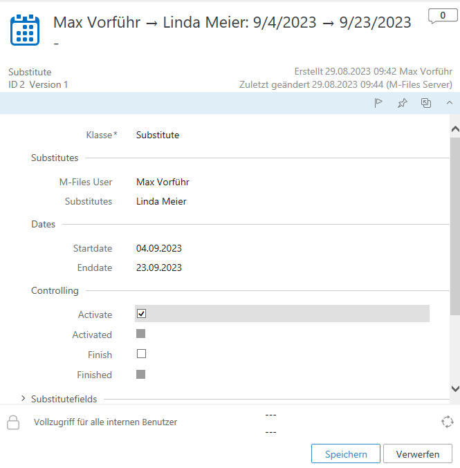 Metadatenkarte M-Files VertretungsManager